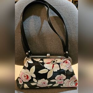 Vintage Floral Black Pink Handbag